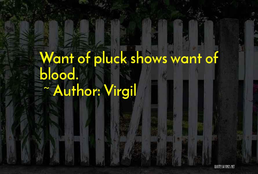 Virgil Quotes: Want Of Pluck Shows Want Of Blood.