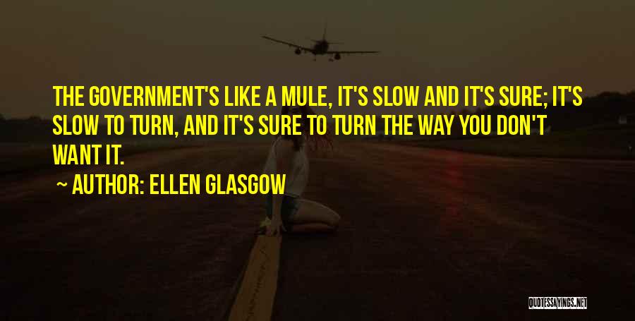 Ellen Glasgow Quotes: The Government's Like A Mule, It's Slow And It's Sure; It's Slow To Turn, And It's Sure To Turn The