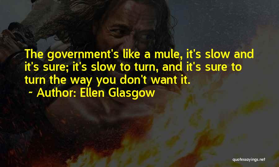 Ellen Glasgow Quotes: The Government's Like A Mule, It's Slow And It's Sure; It's Slow To Turn, And It's Sure To Turn The