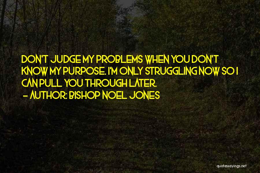 Bishop Noel Jones Quotes: Don't Judge My Problems When You Don't Know My Purpose. I'm Only Struggling Now So I Can Pull You Through