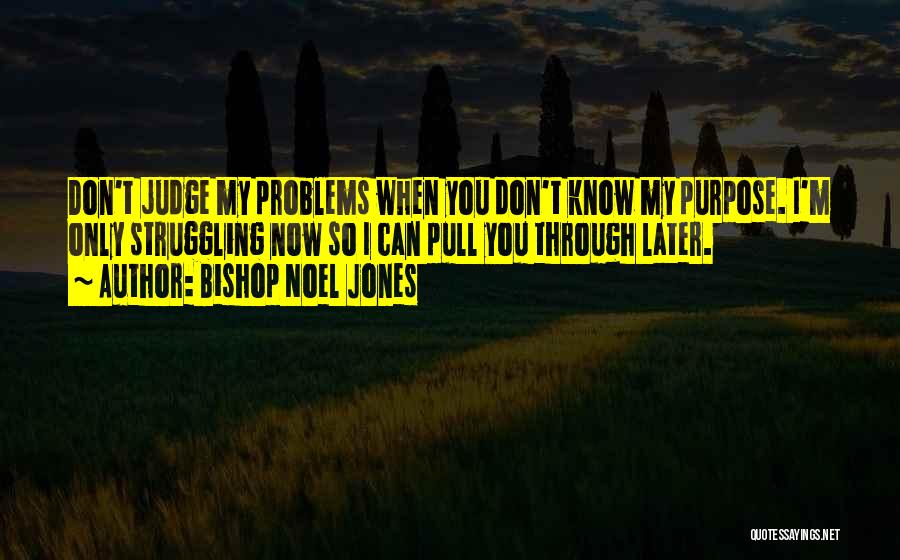 Bishop Noel Jones Quotes: Don't Judge My Problems When You Don't Know My Purpose. I'm Only Struggling Now So I Can Pull You Through