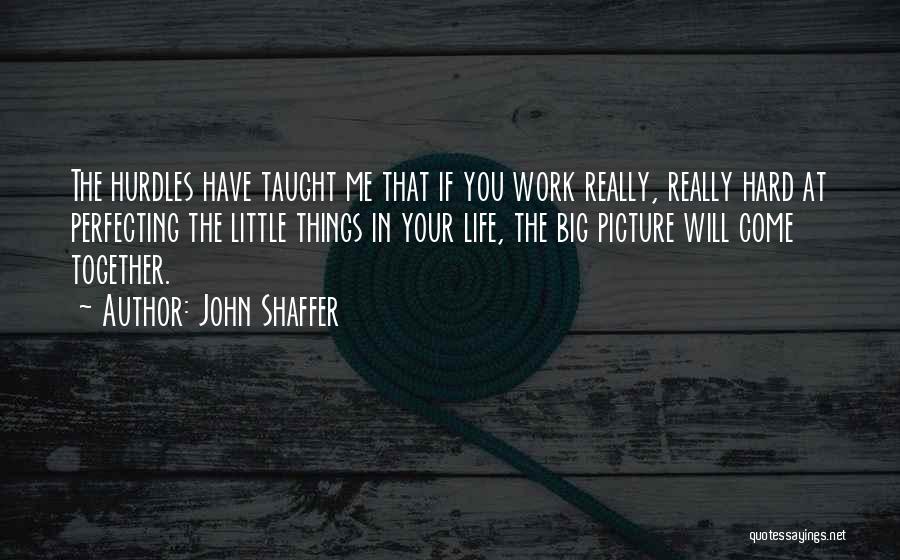 John Shaffer Quotes: The Hurdles Have Taught Me That If You Work Really, Really Hard At Perfecting The Little Things In Your Life,