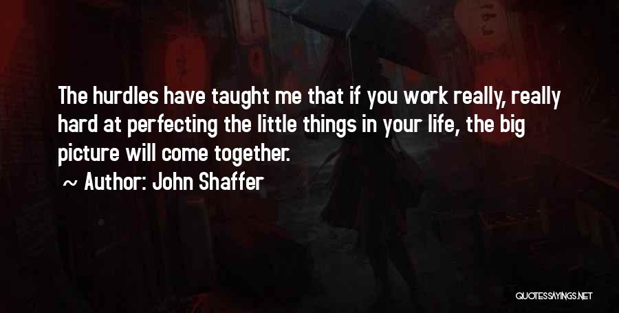 John Shaffer Quotes: The Hurdles Have Taught Me That If You Work Really, Really Hard At Perfecting The Little Things In Your Life,