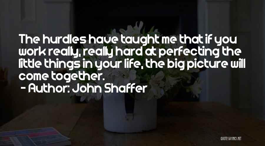 John Shaffer Quotes: The Hurdles Have Taught Me That If You Work Really, Really Hard At Perfecting The Little Things In Your Life,