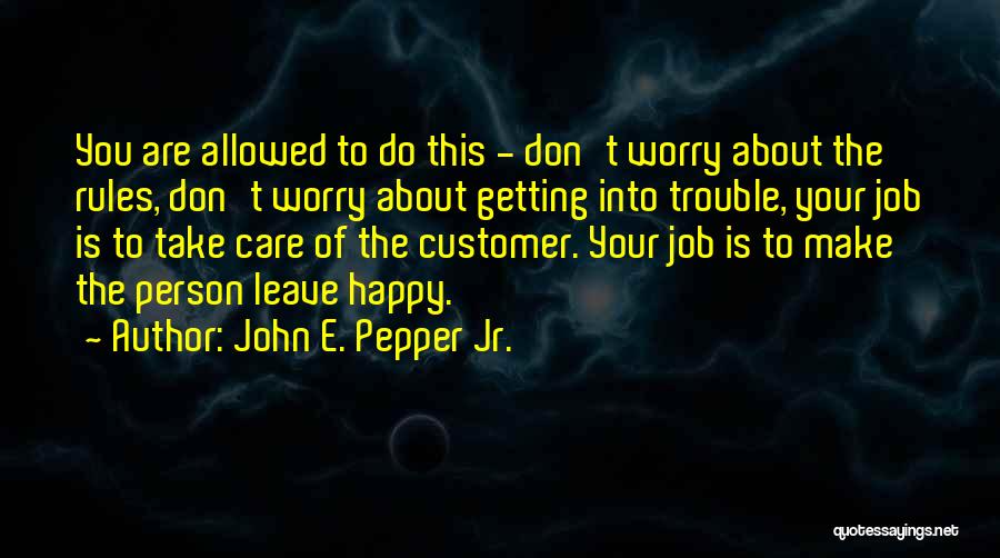 John E. Pepper Jr. Quotes: You Are Allowed To Do This - Don't Worry About The Rules, Don't Worry About Getting Into Trouble, Your Job