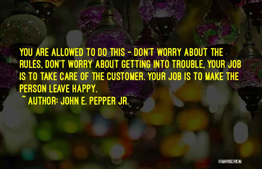 John E. Pepper Jr. Quotes: You Are Allowed To Do This - Don't Worry About The Rules, Don't Worry About Getting Into Trouble, Your Job