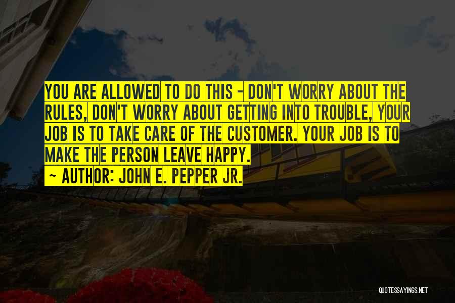 John E. Pepper Jr. Quotes: You Are Allowed To Do This - Don't Worry About The Rules, Don't Worry About Getting Into Trouble, Your Job