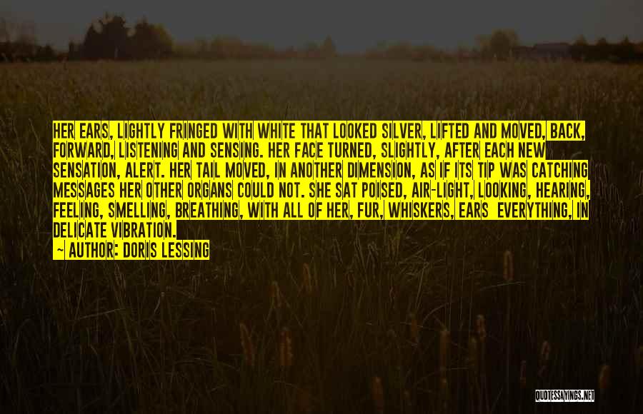 Doris Lessing Quotes: Her Ears, Lightly Fringed With White That Looked Silver, Lifted And Moved, Back, Forward, Listening And Sensing. Her Face Turned,