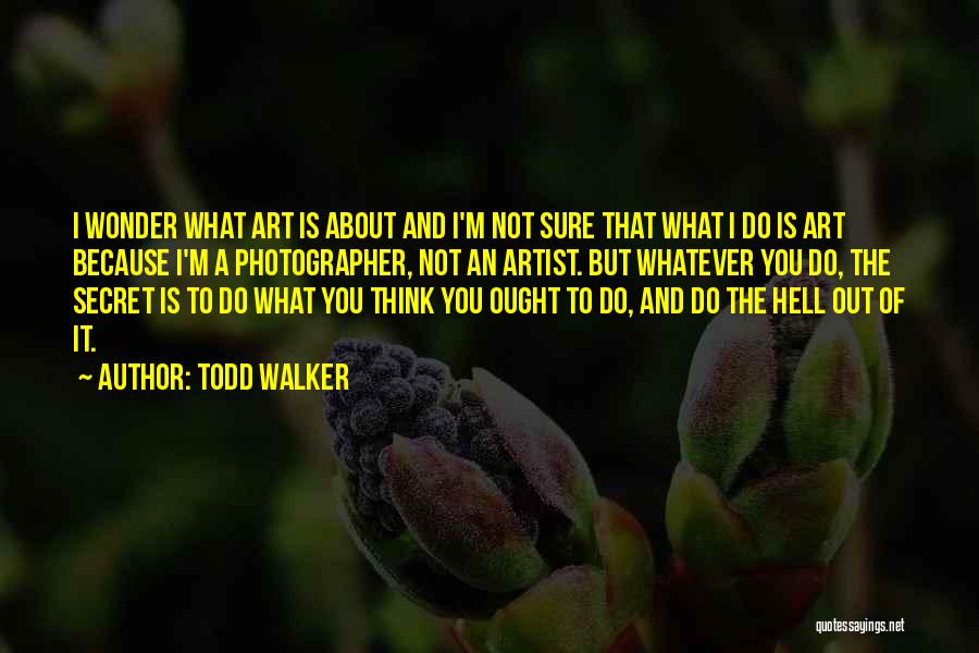 Todd Walker Quotes: I Wonder What Art Is About And I'm Not Sure That What I Do Is Art Because I'm A Photographer,