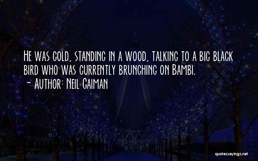 Neil Gaiman Quotes: He Was Cold, Standing In A Wood, Talking To A Big Black Bird Who Was Currently Brunching On Bambi.