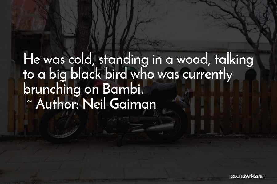 Neil Gaiman Quotes: He Was Cold, Standing In A Wood, Talking To A Big Black Bird Who Was Currently Brunching On Bambi.