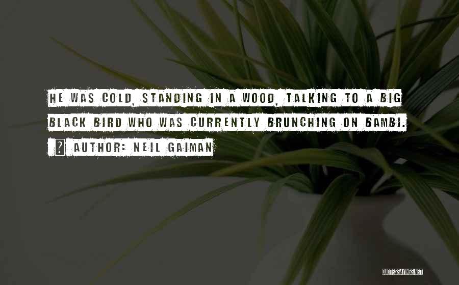 Neil Gaiman Quotes: He Was Cold, Standing In A Wood, Talking To A Big Black Bird Who Was Currently Brunching On Bambi.