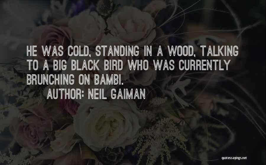 Neil Gaiman Quotes: He Was Cold, Standing In A Wood, Talking To A Big Black Bird Who Was Currently Brunching On Bambi.