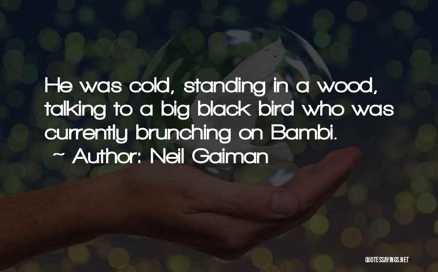 Neil Gaiman Quotes: He Was Cold, Standing In A Wood, Talking To A Big Black Bird Who Was Currently Brunching On Bambi.