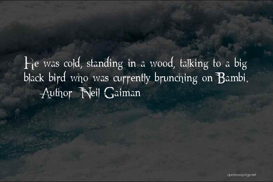 Neil Gaiman Quotes: He Was Cold, Standing In A Wood, Talking To A Big Black Bird Who Was Currently Brunching On Bambi.