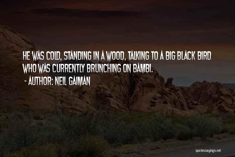 Neil Gaiman Quotes: He Was Cold, Standing In A Wood, Talking To A Big Black Bird Who Was Currently Brunching On Bambi.