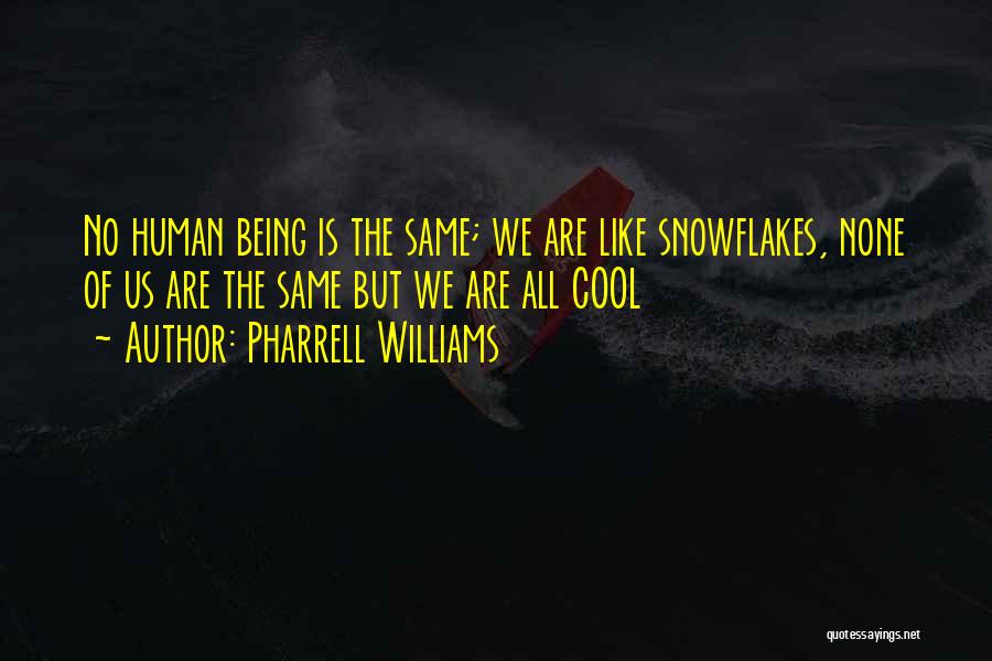 Pharrell Williams Quotes: No Human Being Is The Same; We Are Like Snowflakes, None Of Us Are The Same But We Are All