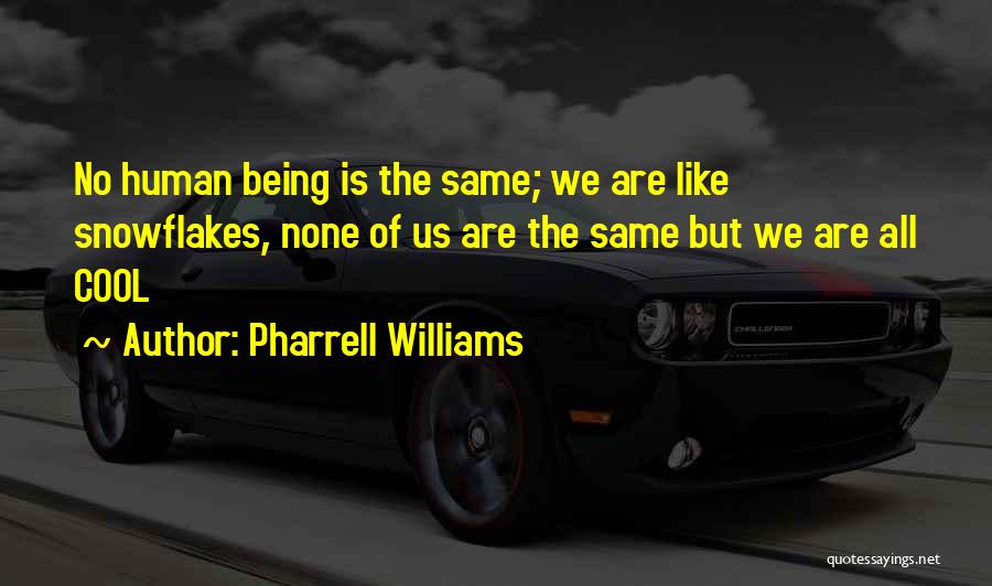 Pharrell Williams Quotes: No Human Being Is The Same; We Are Like Snowflakes, None Of Us Are The Same But We Are All
