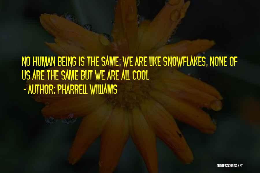 Pharrell Williams Quotes: No Human Being Is The Same; We Are Like Snowflakes, None Of Us Are The Same But We Are All