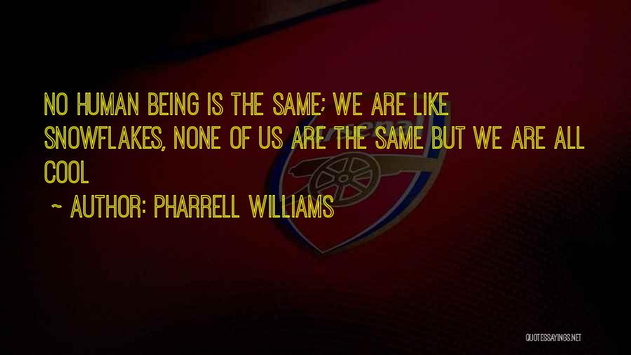 Pharrell Williams Quotes: No Human Being Is The Same; We Are Like Snowflakes, None Of Us Are The Same But We Are All