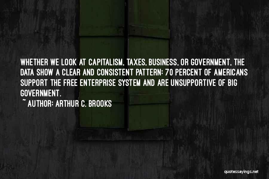 Arthur C. Brooks Quotes: Whether We Look At Capitalism, Taxes, Business, Or Government, The Data Show A Clear And Consistent Pattern: 70 Percent Of