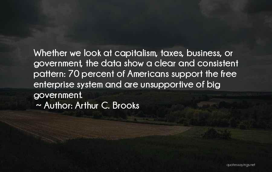 Arthur C. Brooks Quotes: Whether We Look At Capitalism, Taxes, Business, Or Government, The Data Show A Clear And Consistent Pattern: 70 Percent Of