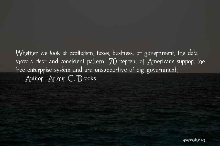 Arthur C. Brooks Quotes: Whether We Look At Capitalism, Taxes, Business, Or Government, The Data Show A Clear And Consistent Pattern: 70 Percent Of