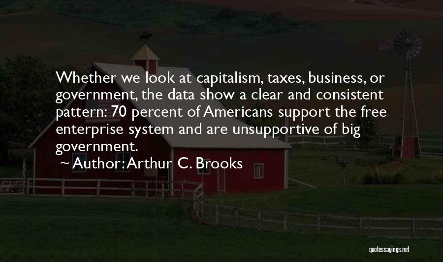 Arthur C. Brooks Quotes: Whether We Look At Capitalism, Taxes, Business, Or Government, The Data Show A Clear And Consistent Pattern: 70 Percent Of