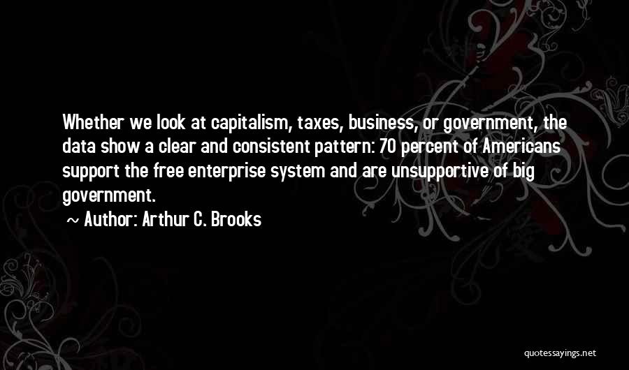 Arthur C. Brooks Quotes: Whether We Look At Capitalism, Taxes, Business, Or Government, The Data Show A Clear And Consistent Pattern: 70 Percent Of