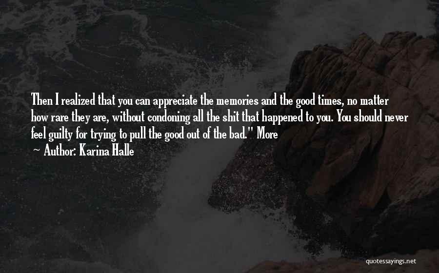 Karina Halle Quotes: Then I Realized That You Can Appreciate The Memories And The Good Times, No Matter How Rare They Are, Without