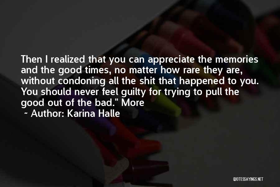 Karina Halle Quotes: Then I Realized That You Can Appreciate The Memories And The Good Times, No Matter How Rare They Are, Without