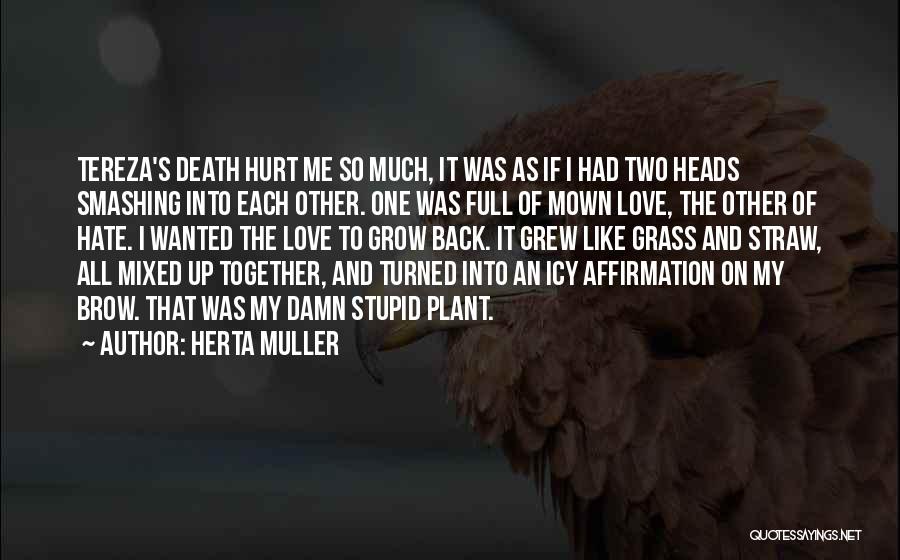 Herta Muller Quotes: Tereza's Death Hurt Me So Much, It Was As If I Had Two Heads Smashing Into Each Other. One Was