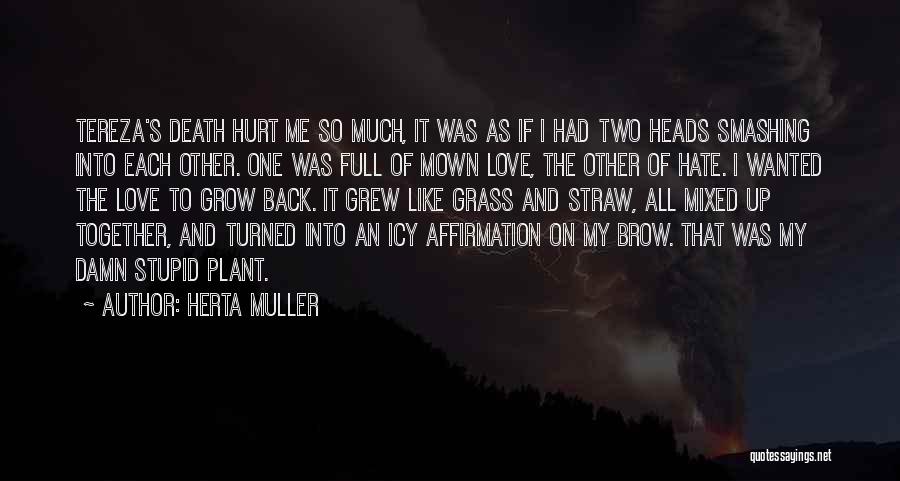 Herta Muller Quotes: Tereza's Death Hurt Me So Much, It Was As If I Had Two Heads Smashing Into Each Other. One Was