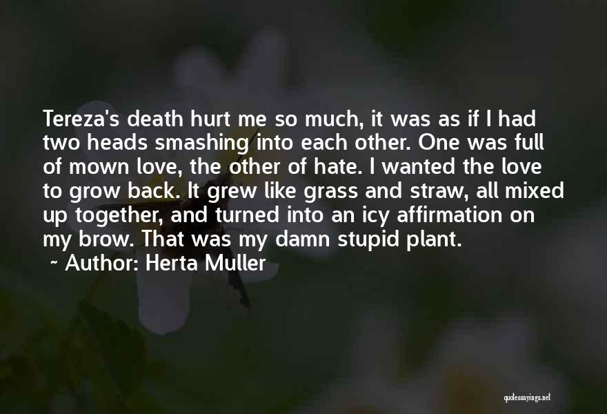 Herta Muller Quotes: Tereza's Death Hurt Me So Much, It Was As If I Had Two Heads Smashing Into Each Other. One Was