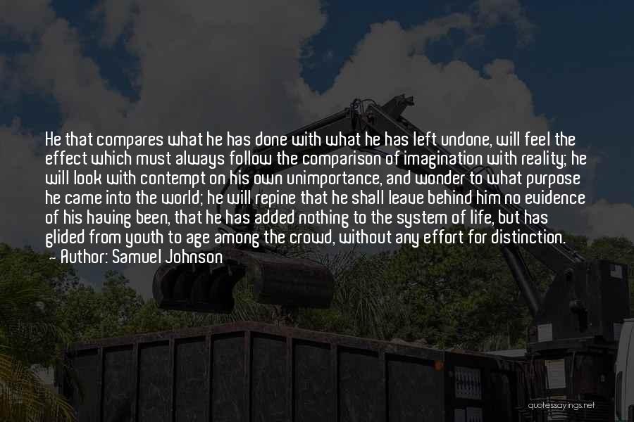 Samuel Johnson Quotes: He That Compares What He Has Done With What He Has Left Undone, Will Feel The Effect Which Must Always