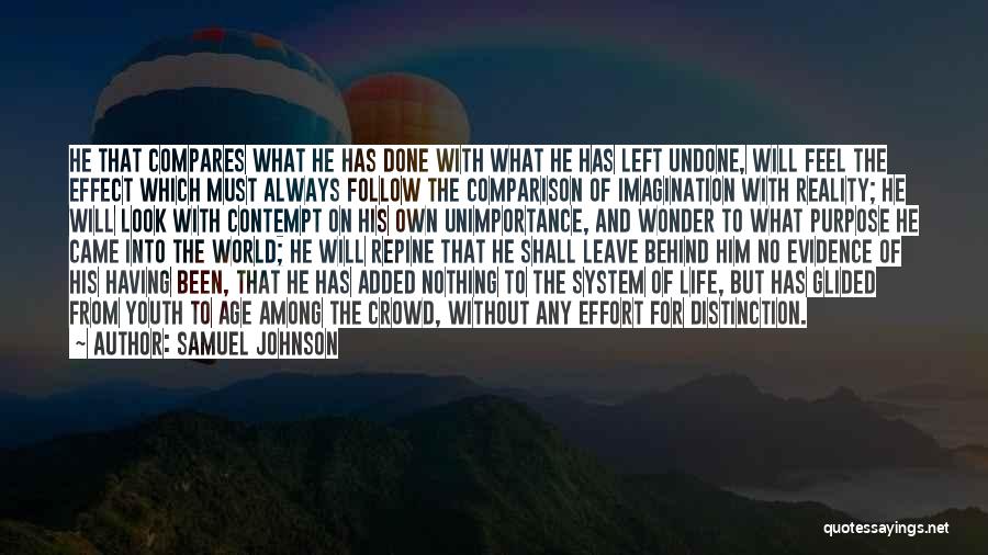 Samuel Johnson Quotes: He That Compares What He Has Done With What He Has Left Undone, Will Feel The Effect Which Must Always