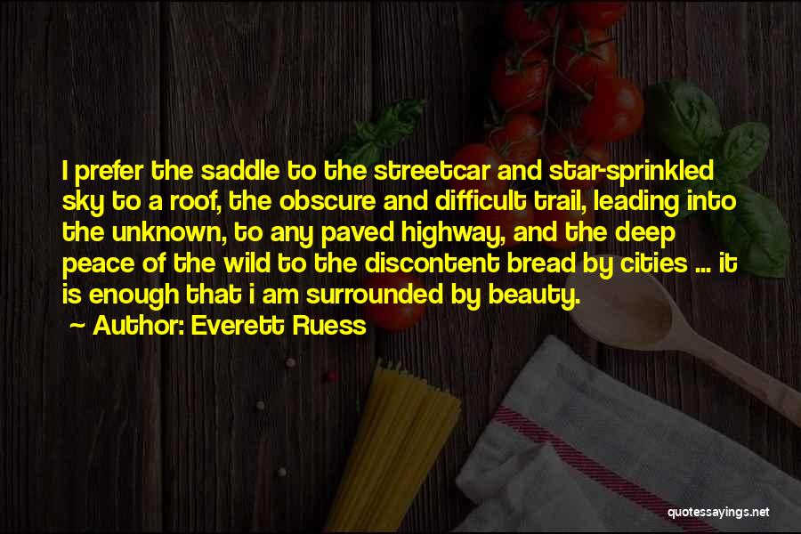 Everett Ruess Quotes: I Prefer The Saddle To The Streetcar And Star-sprinkled Sky To A Roof, The Obscure And Difficult Trail, Leading Into