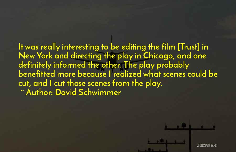 David Schwimmer Quotes: It Was Really Interesting To Be Editing The Film [trust] In New York And Directing The Play In Chicago, And