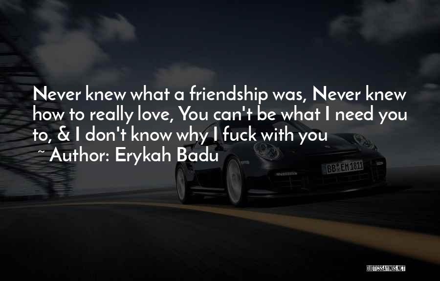 Erykah Badu Quotes: Never Knew What A Friendship Was, Never Knew How To Really Love, You Can't Be What I Need You To,