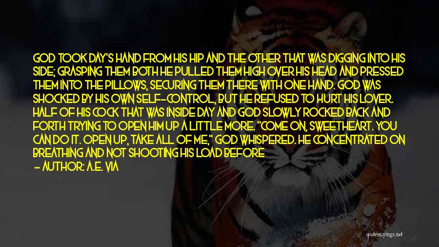 A.E. Via Quotes: God Took Day's Hand From His Hip And The Other That Was Digging Into His Side; Grasping Them Both He