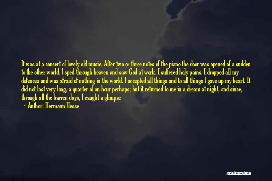 Hermann Hesse Quotes: It Was At A Concert Of Lovely Old Music. After Two Or Three Notes Of The Piano The Door Was