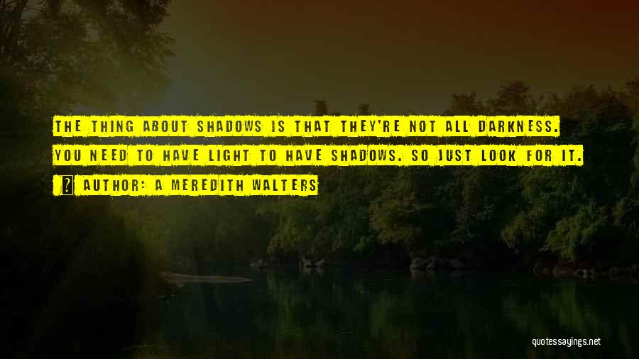 A Meredith Walters Quotes: The Thing About Shadows Is That They're Not All Darkness. You Need To Have Light To Have Shadows. So Just