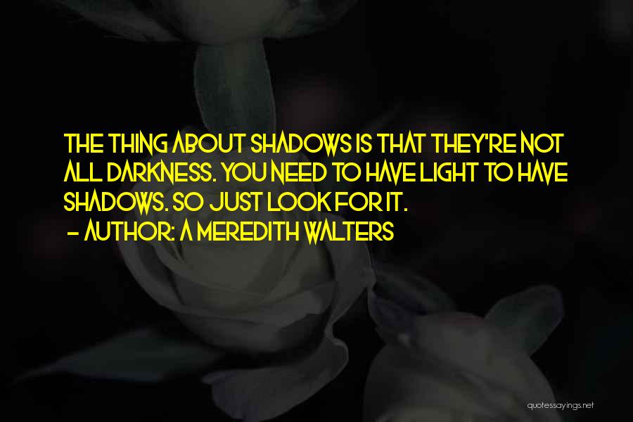 A Meredith Walters Quotes: The Thing About Shadows Is That They're Not All Darkness. You Need To Have Light To Have Shadows. So Just