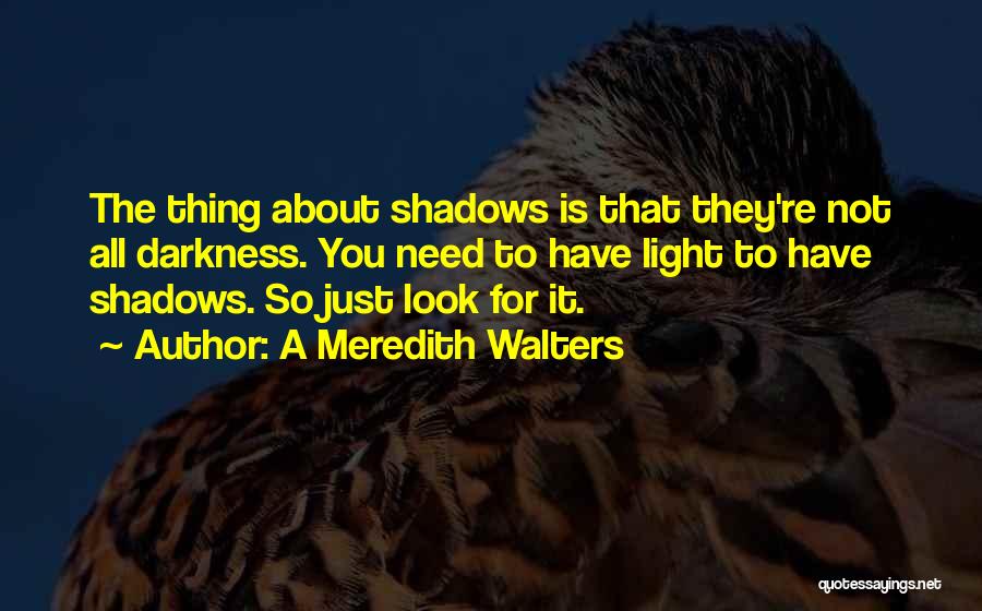 A Meredith Walters Quotes: The Thing About Shadows Is That They're Not All Darkness. You Need To Have Light To Have Shadows. So Just