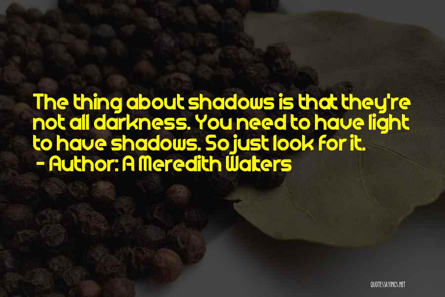 A Meredith Walters Quotes: The Thing About Shadows Is That They're Not All Darkness. You Need To Have Light To Have Shadows. So Just