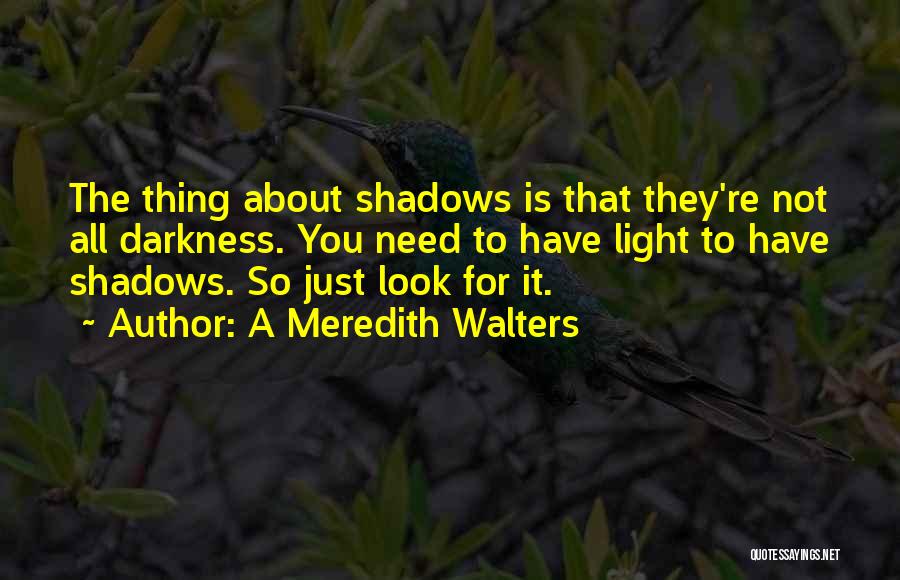 A Meredith Walters Quotes: The Thing About Shadows Is That They're Not All Darkness. You Need To Have Light To Have Shadows. So Just