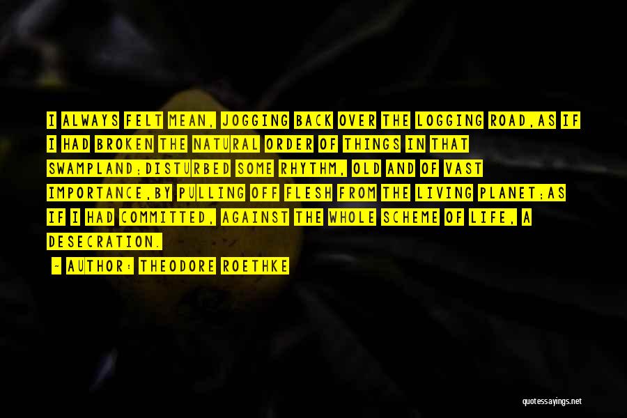 Theodore Roethke Quotes: I Always Felt Mean, Jogging Back Over The Logging Road,as If I Had Broken The Natural Order Of Things In