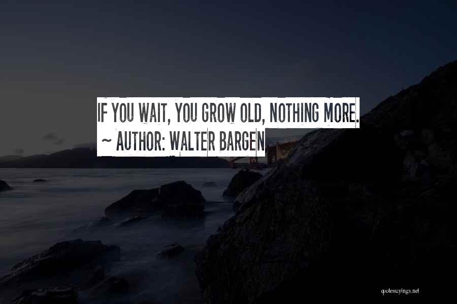 Walter Bargen Quotes: If You Wait, You Grow Old, Nothing More.
