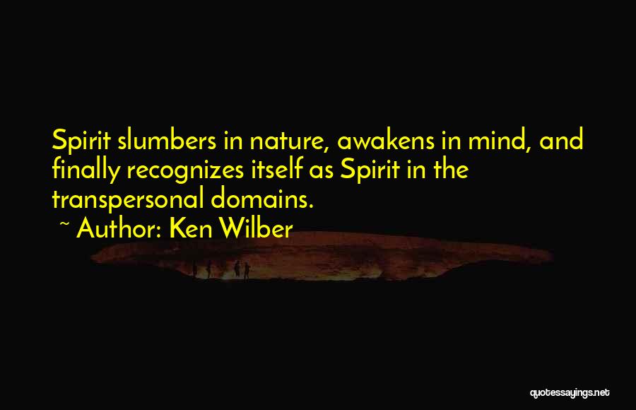 Ken Wilber Quotes: Spirit Slumbers In Nature, Awakens In Mind, And Finally Recognizes Itself As Spirit In The Transpersonal Domains.