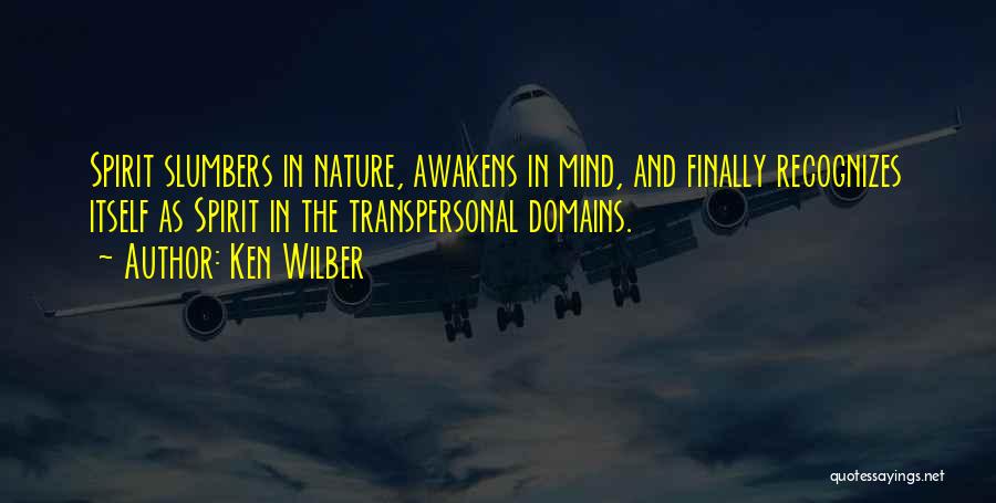 Ken Wilber Quotes: Spirit Slumbers In Nature, Awakens In Mind, And Finally Recognizes Itself As Spirit In The Transpersonal Domains.
